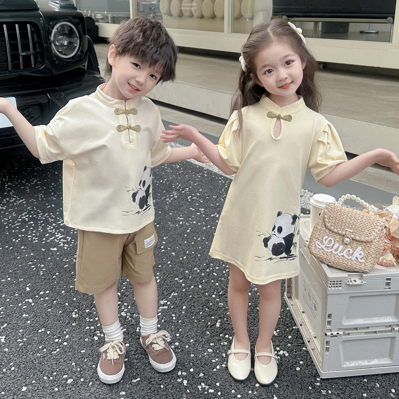 新品汉服男生幼儿园表演服女生旗袍裙唐装中国风套装古装宝宝周岁