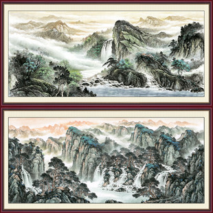 现代新中式墙画山水风景壁画中堂客厅家居 装饰画墙国画装饰画