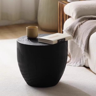 木墩茶几原木树墩实木创意简约民宿设计师日式圆形侘寂风碳化黑色