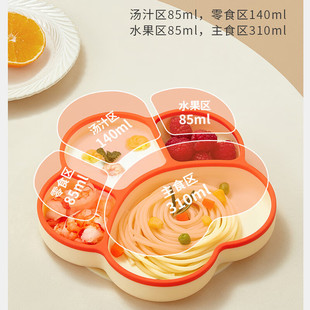 硅胶餐具 猫爪双色铂金硅胶餐盘宝宝喂养餐具分格儿童吸盘三件套装