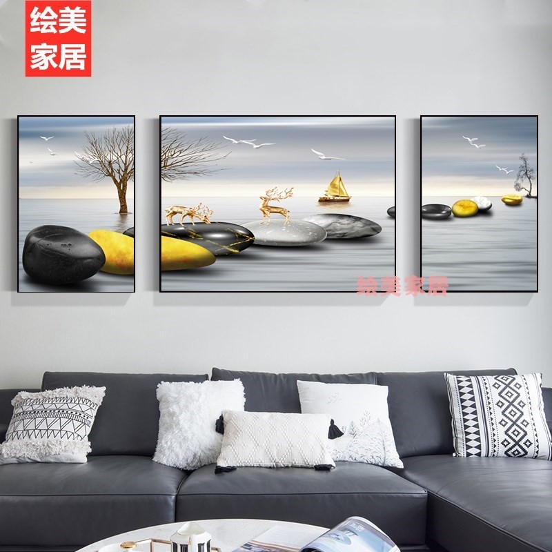 电表背景墙箱装饰画壁画三联画沙发挂画可推拉客厅加宽大幅遮