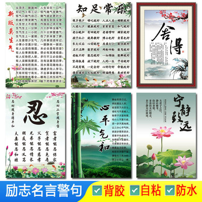 静忍自律自粘贴画座右铭字画天道酬勤莫生气励志语墙贴装饰大海报