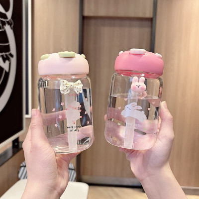 可爱小巧吸管杯高颜值迷你女生耐热防爆杯子便携高硼硅玻璃水杯