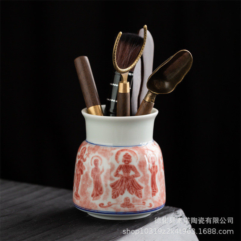龙凤呈祥茶道六君子高档陶瓷功夫茶具配件桶茶道套装泡茶工具大全