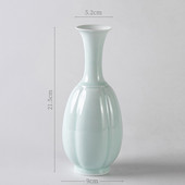 仿宋影青瓜棱瓶陶瓷花瓶摆件禅意装 饰花器桌面中式 插花器皿景德镇