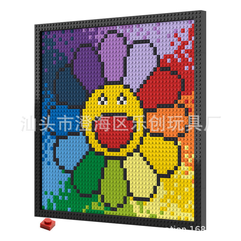 像素画图案艺术积木 48X48点砖1x1肖像 DIY家庭装饰兼容LOGO图片