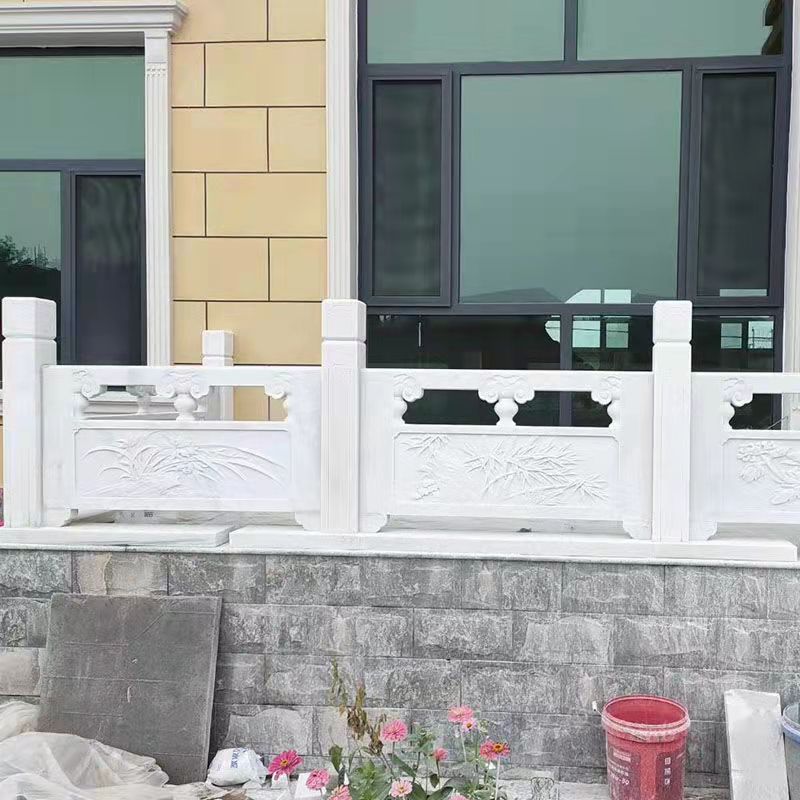 仿古汉白玉石栏板 园林广场围栏栏板校园升旗台石栏杆河道护栏