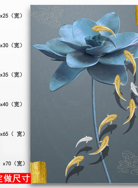 中式九鱼荷花墙贴消防栓贴纸竖遮挡装饰画防水自粘贴电箱贴sk103