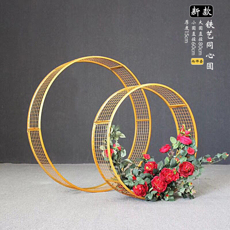 新款铁艺婚庆道具同心圆 婚礼户外布置装饰摆件摄影装饰道具