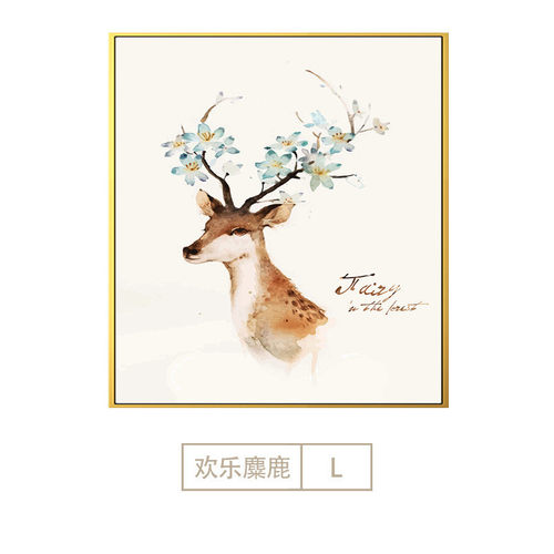 客厅装饰画源头沙发背景墙壁画现代简约抽象麋鹿动物挂画