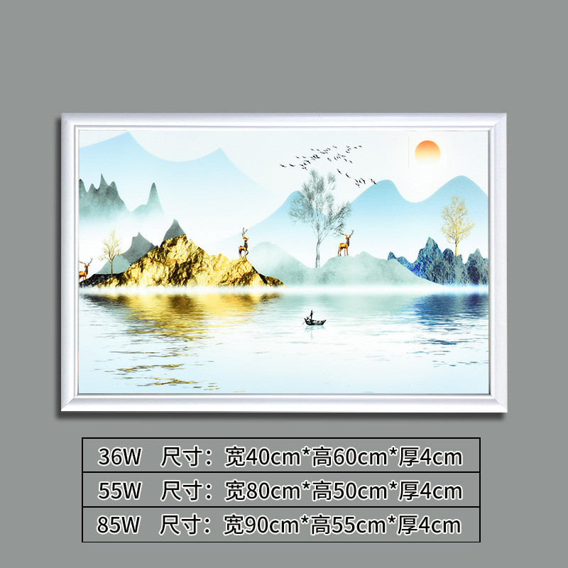 带灯装饰画壁灯新中式流水生财风景客厅电视背景墙走廊过道楼梯灯图片