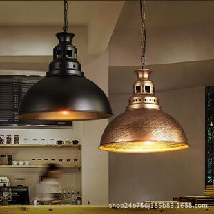 美式loft复古餐厅咖啡馆工业风吊灯酒吧铁艺创意锅盖单头办公室灯