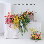 田园壁炉装 饰桌花花艺 莫奈桌面风仿真花假花餐厅布置摄影背景花