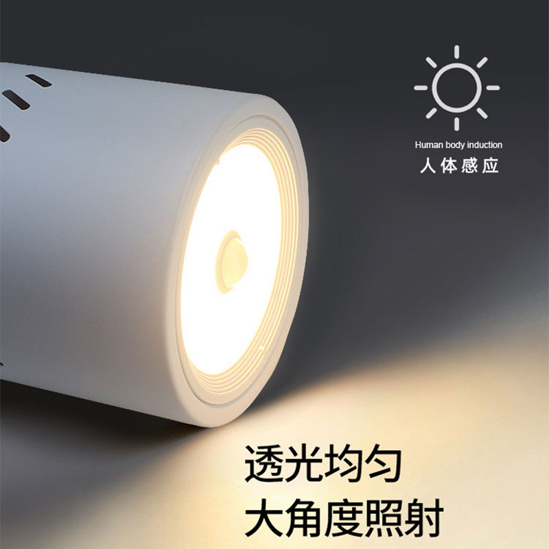 明装感应筒灯免吊顶开孔家装玄关过道入户楼梯光控感人体感应筒灯