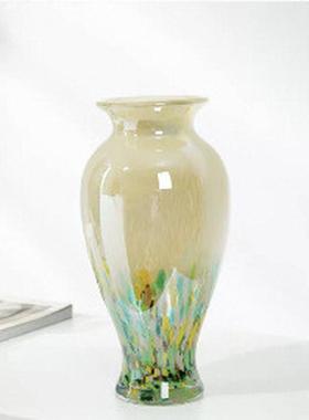 新中式琉璃花器花瓶餐桌高级感艺术摆件民宿轻奢装饰水培玻璃复古