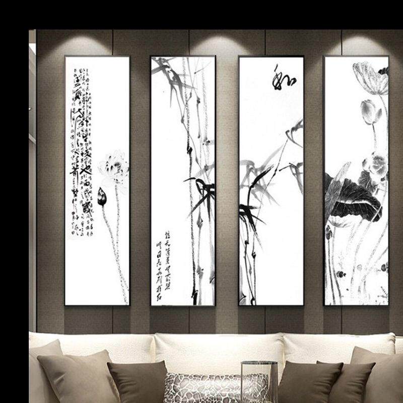 客厅中式新国画玄关背景墙画挂画装饰画餐厅字画竖版水墨茶室禅意