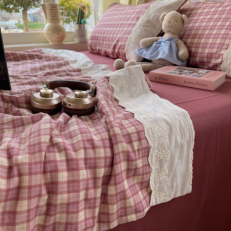 2025品全棉双层纱床上四件套夏被床单笠被套100床新款清新公主风4,床上用品,棉花被,淘宝优惠券,粉丝福利购,淘宝优惠卷