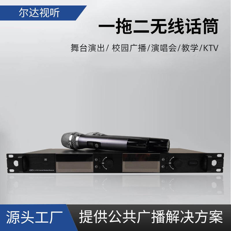 无线话筒一拖二专业 会议舞台KTV专用家庭婚庆U段防啸叫麦克风