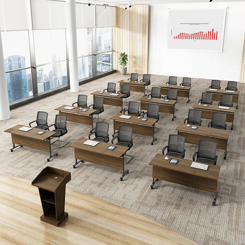 折叠会议桌培训桌椅组合移动办公桌双层长条桌教育机构拼接