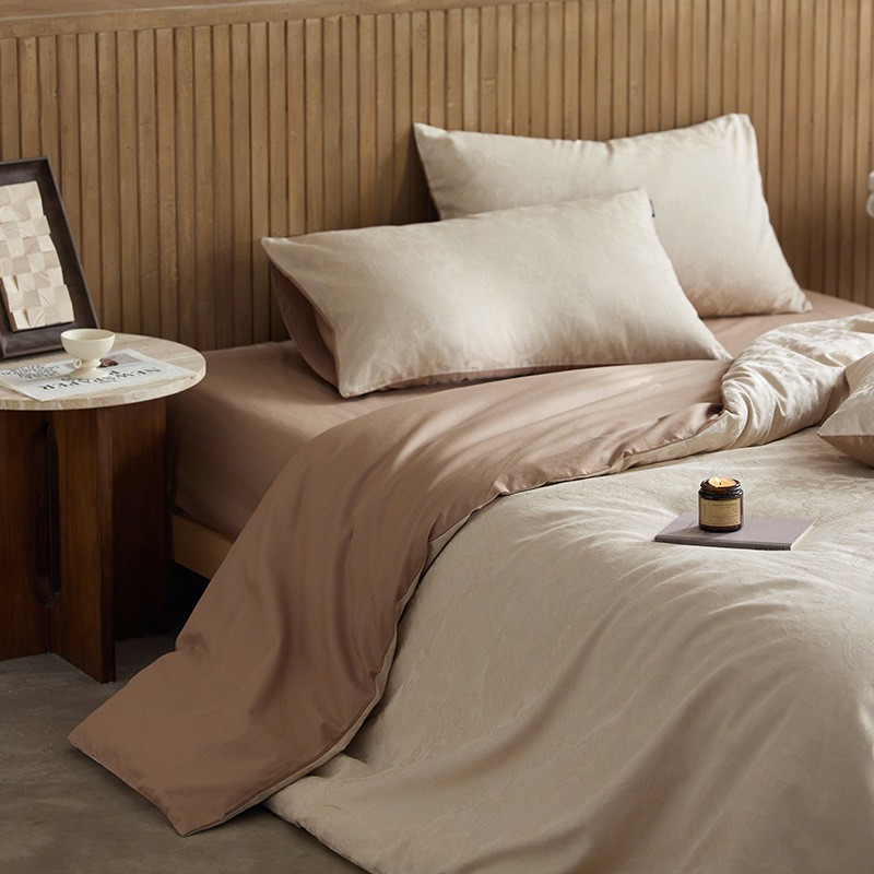 高级层次感纹理立体 母婴级空气层大提花纯色简约水洗棉四件套