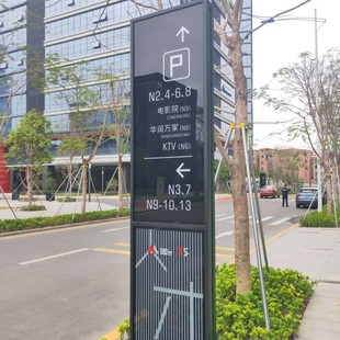 指引牌发光路牌 不锈钢导视牌透明玻璃立牌玻璃广告牌玻璃落地立式