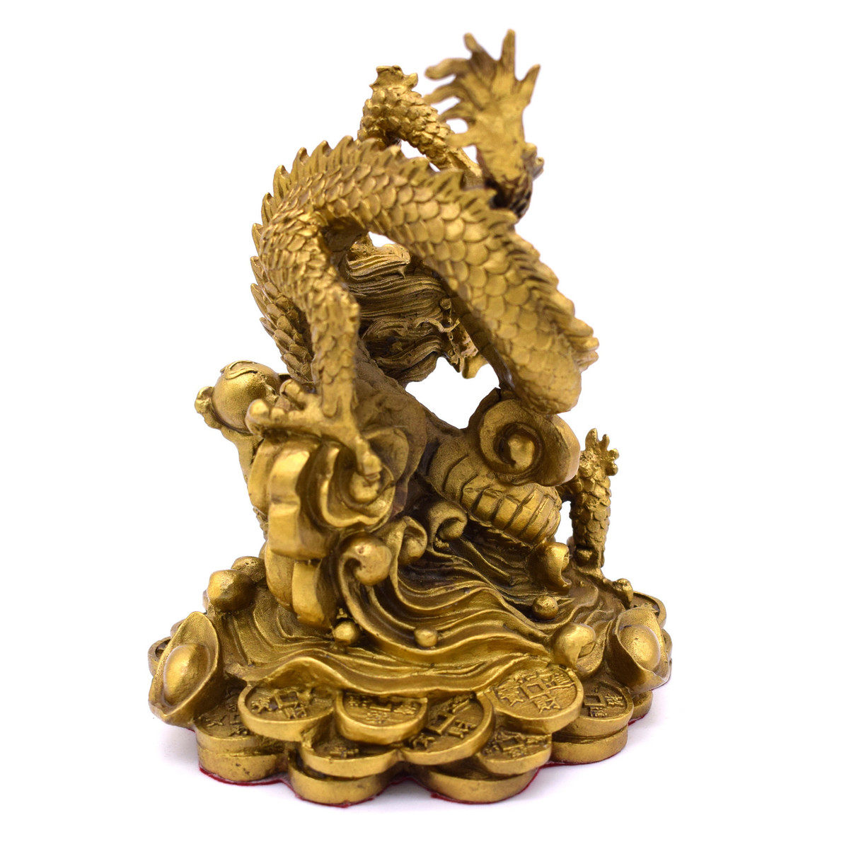 步步莲花 金钱黄铜盘龙摆件
