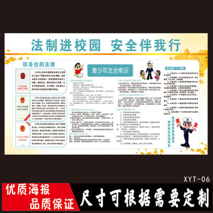 青少年法制安全教育宣传画墙贴校园安全教育海报毒品危害法制教育