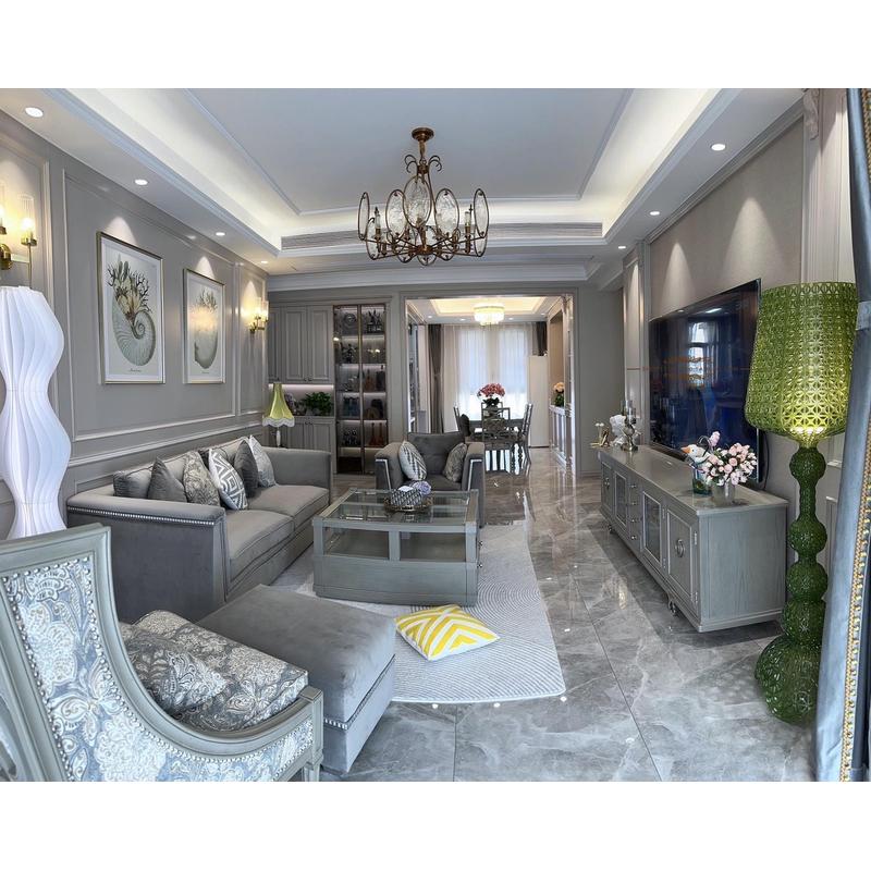 需定制现货美式三人沙发art家具莫里印象家具高级灰布艺软包简美A