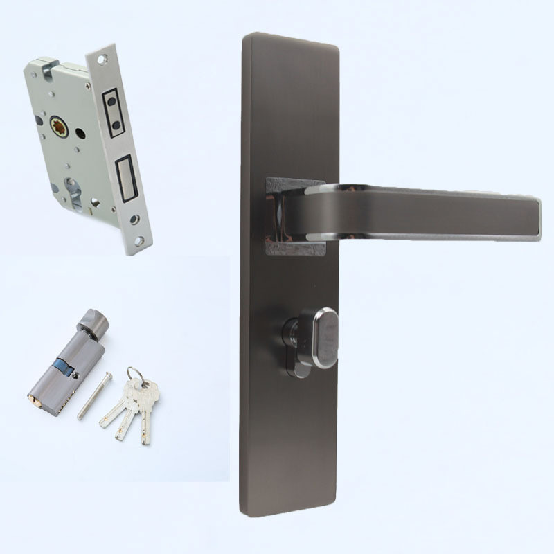 美式家用室内批发房门锁轻奢锁具锌合金黑色门锁磁吸静音锁具木门