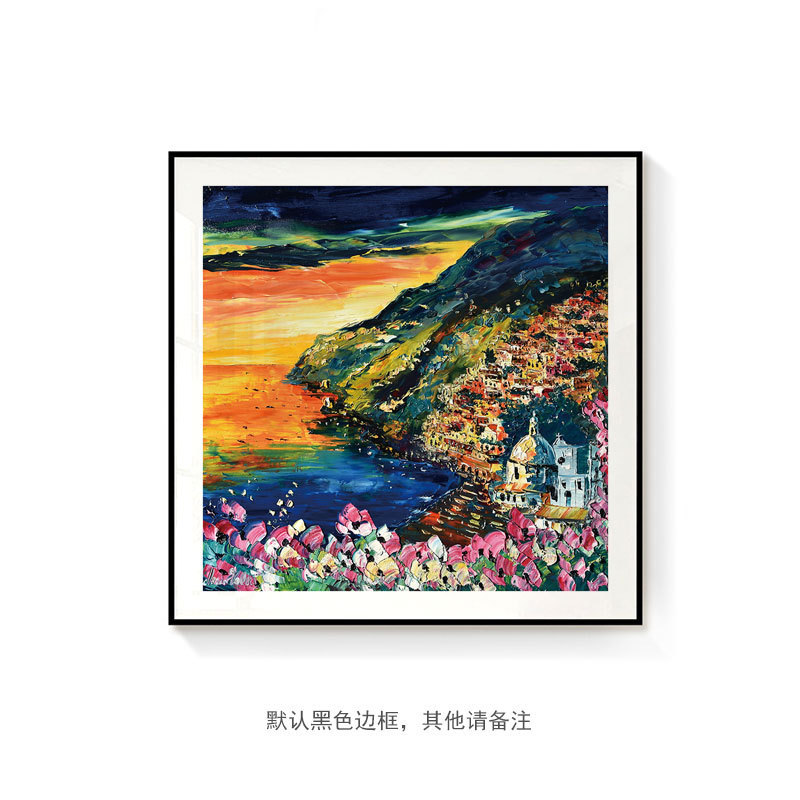 海滨城市简约欧式抽象建筑现代客厅装饰画玄关壁画床头挂画卧室图片