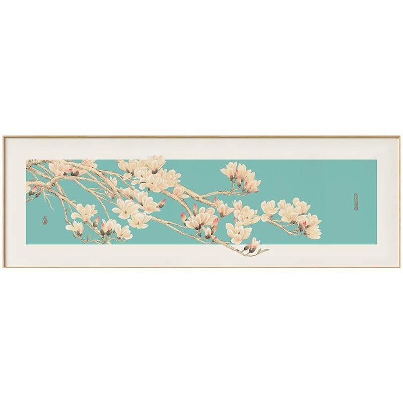 墙蛙新中式客厅装饰画沙发背景墙画书房茶室植物花卉卧室装裱挂画图片
