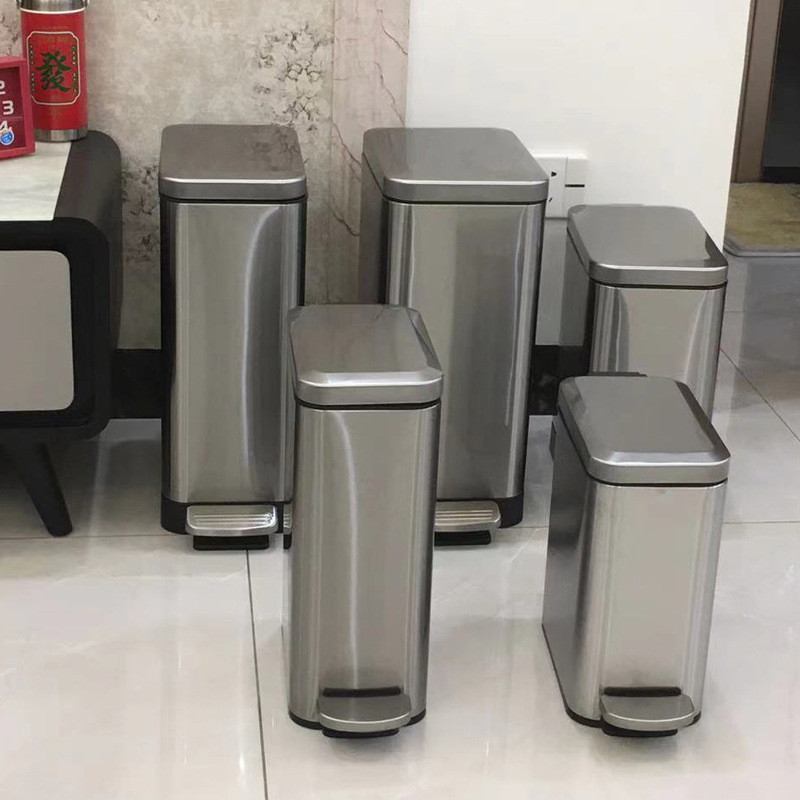夹缝垃圾桶厕所卫生间长方形窄款小家用客厅有盖脚踏（一件代发）