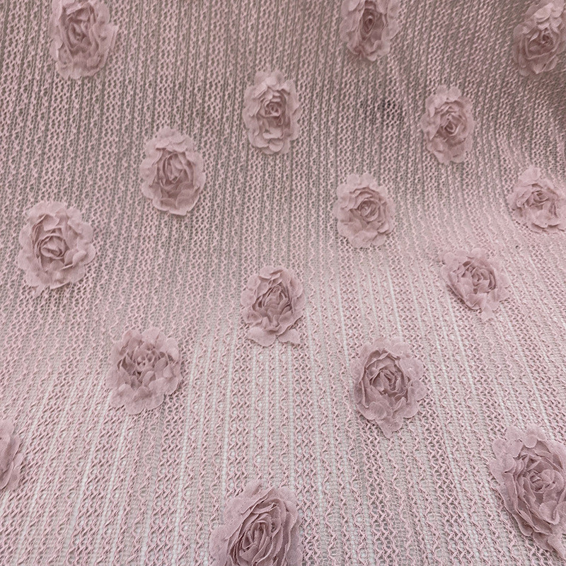 新品立体镂空盘带绣绣花朵刺绣面料童装礼服面料花纹花边