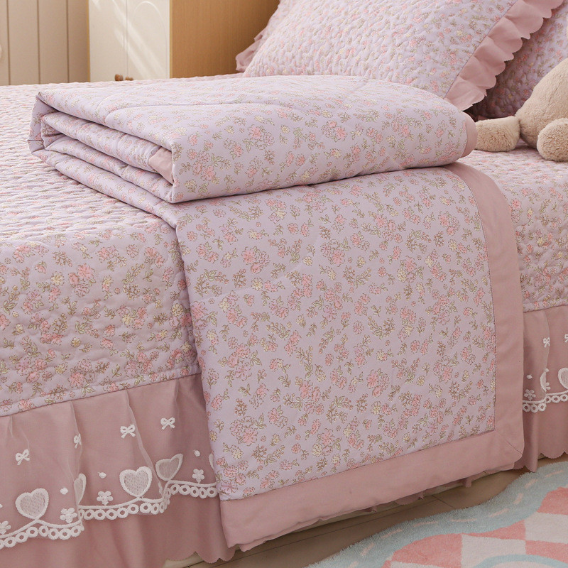 韩式花边针织棉夏被四件套直播爆款夏凉被夏季家用空调被薄被批发