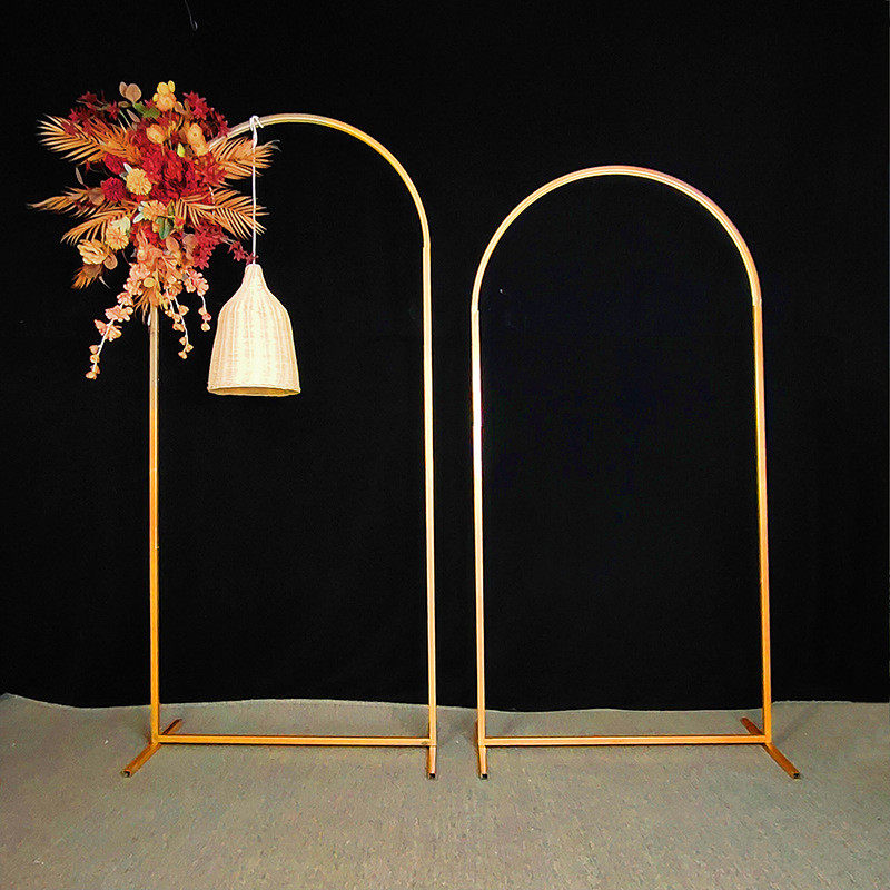 新款婚庆道具黑色摆件拱门舞台背景迎宾拱形装饰婚礼铁艺花架拱门