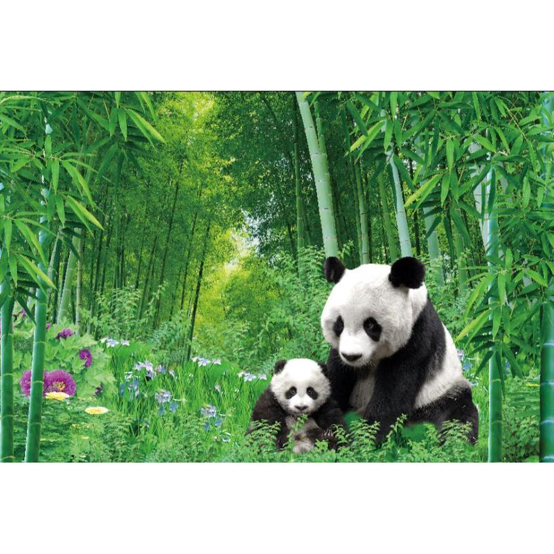 定制动物熊猫海报风景画竹林墙贴画竹林树林贴画防水壁画单幅包邮
