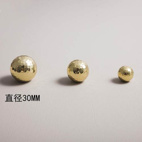 宿抽屉北欧简约轻奢黄铜锤纹拉手物橱柜衣柜门纯铜金色圆球小把手