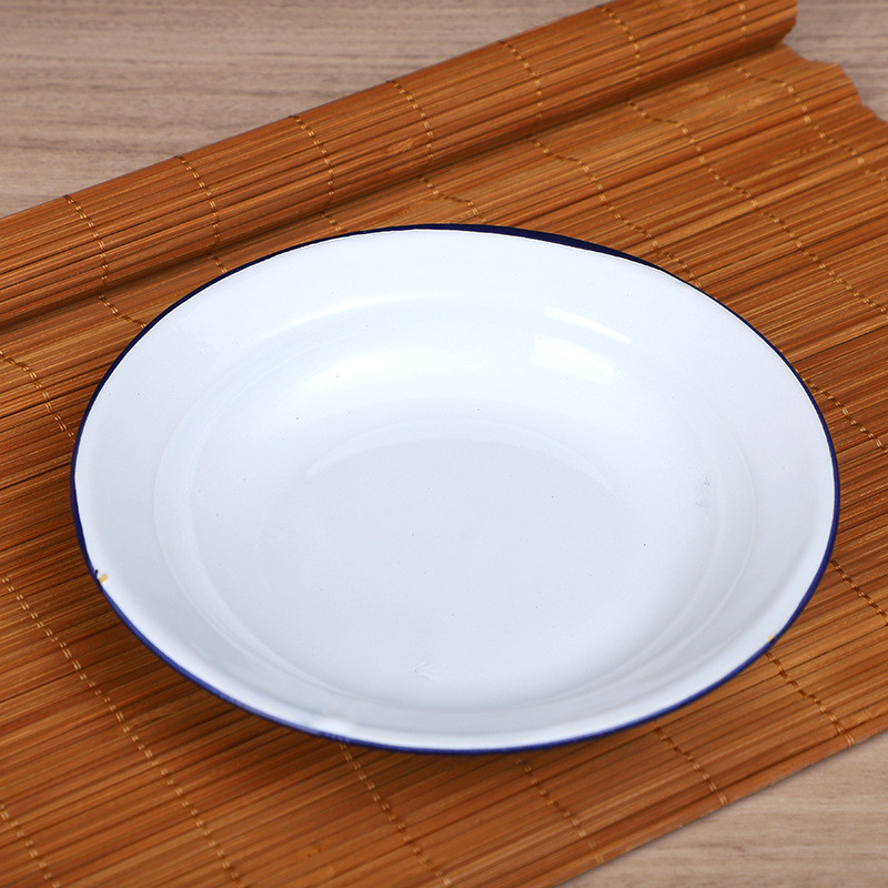 货源供应搪瓷菜碟圆形盘子怀旧盘子串串浅碟饭店餐饮可用老式火锅