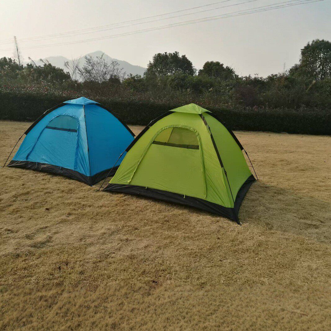 单层玻璃纤维帐篷2-3人 单门杆情侣野营旅游户外帐篷 厂家直供