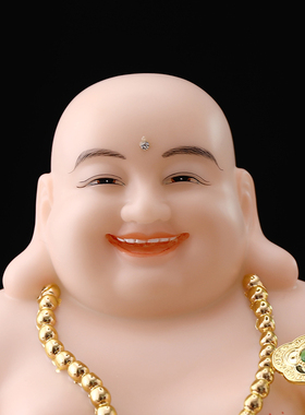 汉白玉佛像 大肚弥勒佛供奉家用招财摆件居家客厅笑佛大肚佛