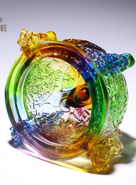 琉璃工艺品聚宝盆摆件招财聚财客厅水晶貔貅朋友店铺开业礼物高档