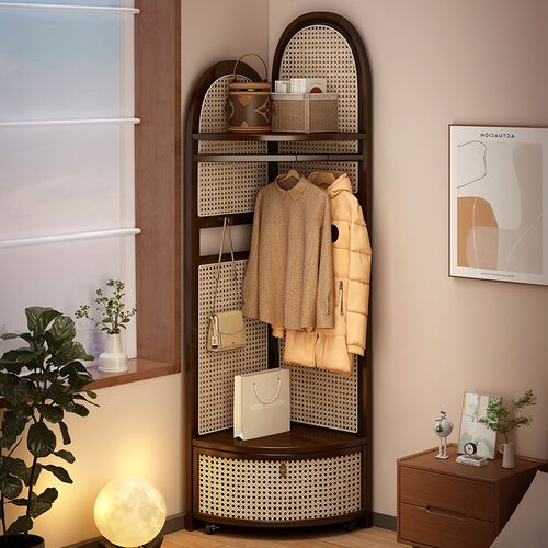 转角架实木转角柜客厅家用卧室衣帽架收纳柜子储物柜多功能拐角柜