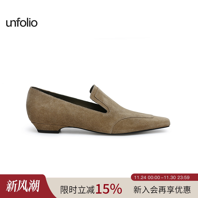 unfolio方头平底乐福鞋