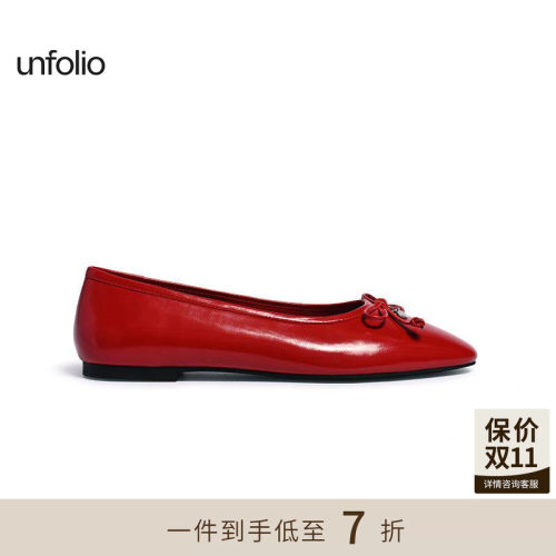 unfolio2025年新款蝴蝶结平底鞋