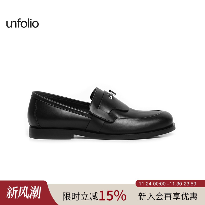 unfolio金属扣饰圆头乐福鞋