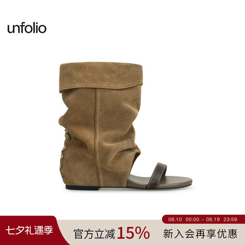 unfolio一字带堆堆凉靴