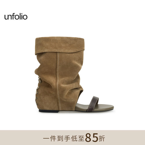 unfolio一字带堆堆凉靴
