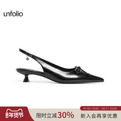 unfolio2025年新款 女 蝴蝶结高跟鞋 Vika裹踝尖头鞋 小猫跟单鞋