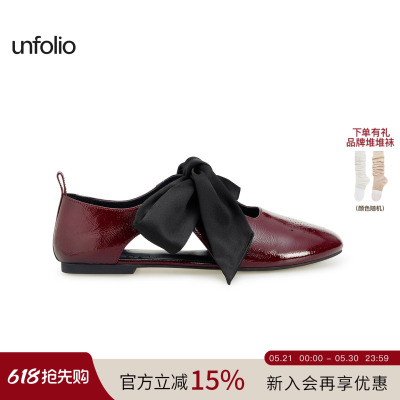 unfolio蝴蝶结系带玛丽珍鞋