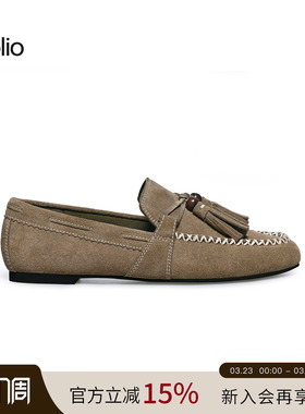 unfolio25新款流苏乐福鞋经典复古平底休闲鞋英伦风百搭皮鞋
